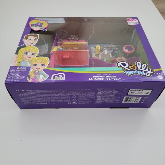 Polly Pocket Doll House, Pollyville Pocket House with 2 Dolls + Accessories, new - Picture 3 of 9